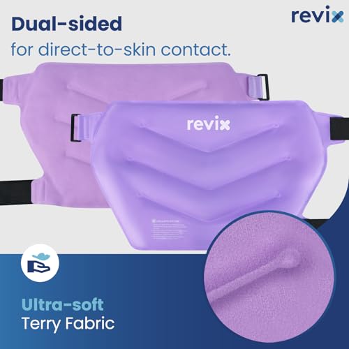 REVIX Extra Large Hip Ice Pack Wrap with Straps, Reusable Gel Pack Flexible - color: Purple