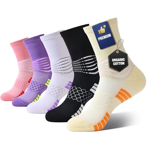 IRAMY Compression Ankle Support Socks Women - Wicking, Cushioned Athletic, Plantar Fasciitis Relief 2/3/6 Pairs - color: 5 Packs-b, size: Medium