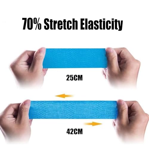 Kinesiology Tape Pro Athletic Sports Breathable Latex Free Tape for Ankle Knees Elastic Running Tennis Swimming Football Sports Activities Tapes(3 Rolls,60 Precut Strips,Blue)