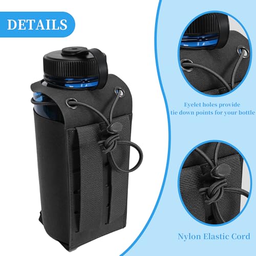 Water Bottle Pouch Molle,Water Bottle Holder with Quick Release Buckle for 32oz Water Bottle,Water Bottle Carrier for Backpack Belt Vest - color: BLK