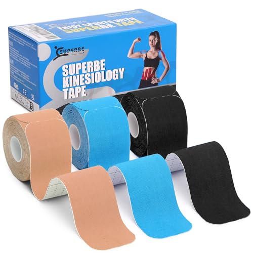 Kinesiology Tape Precut Strips K Tape Rolls for Muscle Support - color: Beige,black,blue