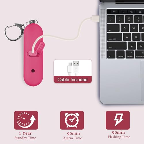 Personal Safety Alarm - Waterproof Rechargeable Security Alarm - 140dB Extra Loud Siren & Strobe Light - Self Defense Keychain - Gift for Women, Teenagers, College Girls, Seniors (Burgundy) - color: Burgundy