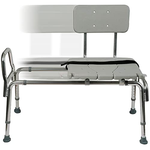 DMI Tub Transfer Bench and Shower Chair with Non Slip Aluminum Body, FSA Eligible, Adjustable Seat Height and Cut Out Access, Holds Weight up to 400 Lbs, Bath and Shower Safety, Transfer Bench - style: Standard Sliding