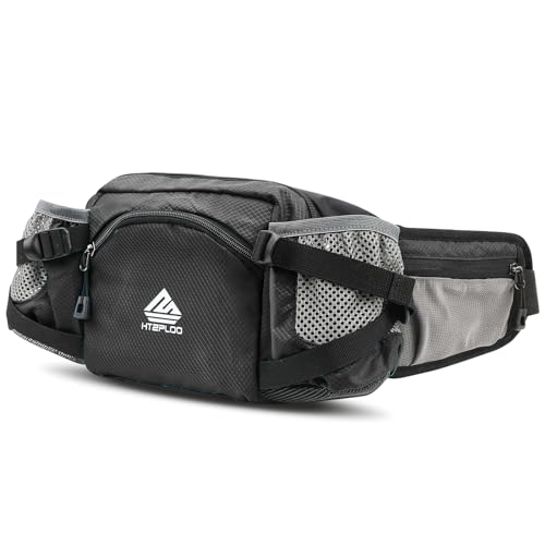 Fanny Pack Waist Bag with Water Bottle Holder for Men Women Running Hiking Travel Dog Walking Workout Cycling Outdoor (Black) - color: Black