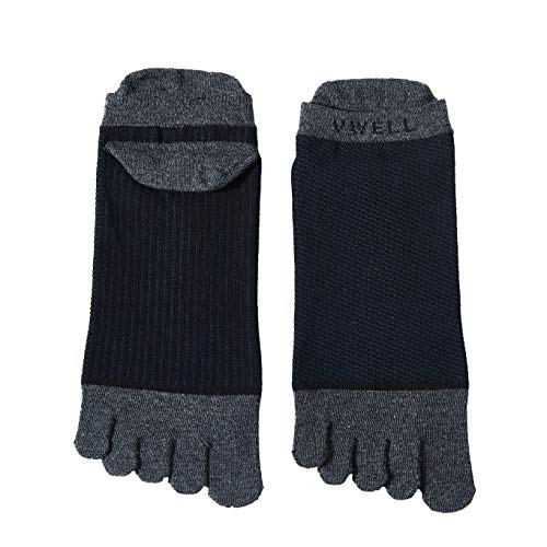 VWELL Cotton Toe Socks Five Finger Socks No Show Crew Athletic Running Socks 4 Pairs,Size 7-11 - color: Dark Blue
