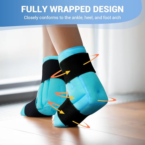 Comfytemp Ankle Foot Ice Pack Wrap for Plantar Fasciitis Relief, Heel Pain - color: Blue 70, size: Large
