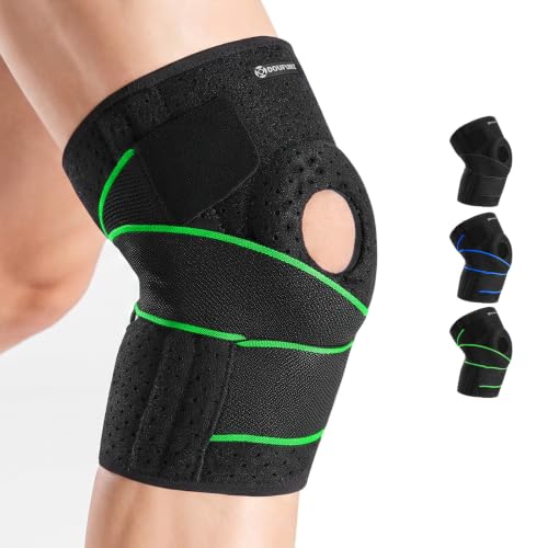 DOUFURT Knee Brace for Men & Women, Side Stabilizers & Patella Gel Pads - color: Green, size: X-Large