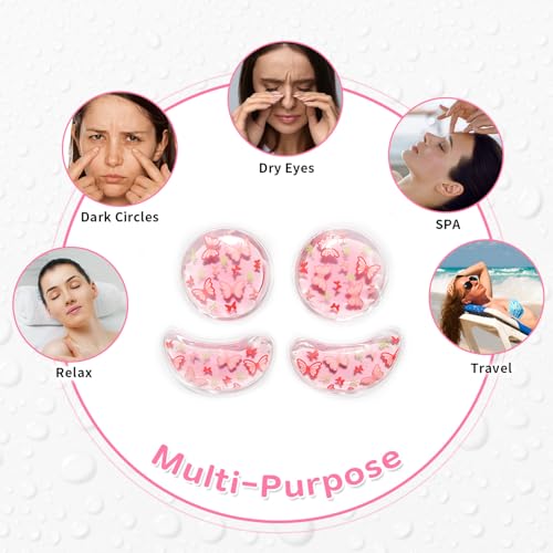 4PCS Gel Eye Ice Pack Set Reusable, Cold and Hot Compress for Eyes - color: Butterflies