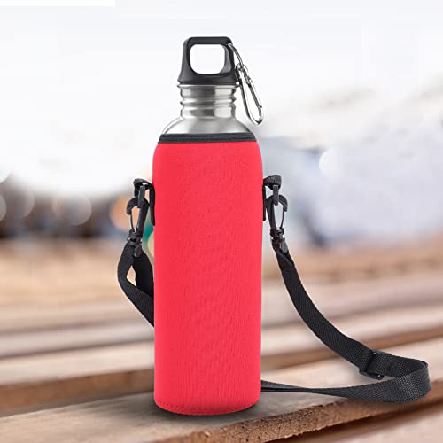 BORDSTRACT Insulated Water Bottle Cover, neoprene carrier with adjustable strap for outdoor walking running gym cycling