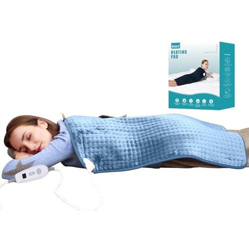 Ruqiji 17''x33'' XXXL King Size Heating Pad with 6 Temperature Settings, Flannel Electric Heating Pad for Back/Neck/Shoulders/Abdomen/Legs(Light Blue) - color: Light Blue