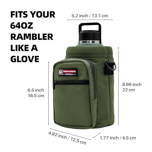 NATURE PIONEOR 26-128 oz Insulated Water Bottle Carrier Holder with Strap - color: Green, size: 64oz