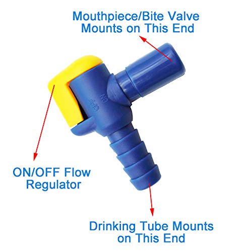 Bite Valve Replacement Mouthpiece Fit for Hydration Pack Bladder Water Backpack and Most Brands(4-Pack), with Shutoff Valve and Tube O-Ring - color: Blue