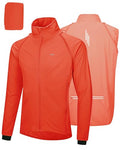 33,000ft Men's Packable Cycling Jacket Waterproof Running Vest Outerwear - color: Tangerine, size: X-Large