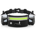 Hydration Running Belt with Water Bottles(2 x 300ML), Luckit Nylon Webbing Running Waist Bag Reflective Bum Bag Adjustable Sports Waist Pouch for Marathon Running Hiking Camping Jogging (Green) - color: Green