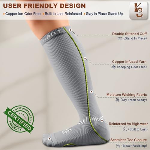KEMISANT Women Cushioned Compression Knee High Sports Recovery Socks 3Pack - color: 3pairs-gray8294, size: Small-Medium