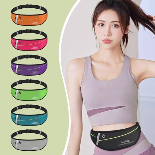 SooGree Slim Running Belt Fanny Packs for Women Men,Water Bottle Holder Hydration Fanny Pouch,Waterproof Sport Waist Pack with Reflective Strip,Runner Belt Bag for Running Cycling Camping Gym (Black) - color: Fullblack