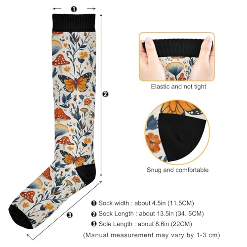 Snowflake Red Christmas Compression Sock for Women Men Funny Support Knee High Socks Running,Nurses,Travel - color: Butterfly Mushrooms