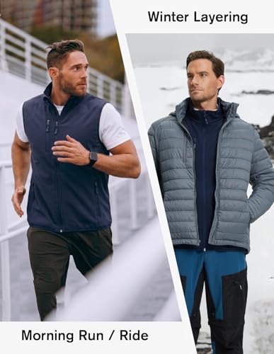 fit space Men's Lightweight Vest Softshell Sleeveless Windproof Jacket with Zipper Pocket Cycling Travel Hiking Running Golf - color: Navy, size: X-Large