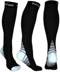 Physix Gear Compression Socks 20-30 mmHg - Men & Women - Running, Nurses, Shin Splints, Flight, Travel - color: Black/Grey, size: Small-Medium