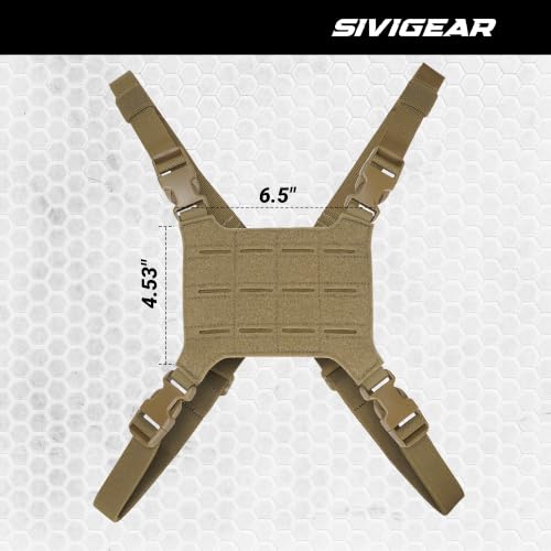Tactical Phone Chest Rig Vest 500D Nylon Molle Compatible Plate Carrier Harness with Phone Mount,Adjustable Strap - color: Coyote Brown