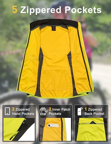 Little Donkey Andy Women's Windproof Stretch Vest Waterproof Sleeveless - color: Fluorescent Yellow, size: Large