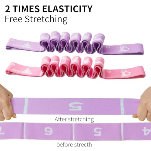 2-Pack Adjustable Kids Dance Stretch Bands - 8-Loop Elastic Bands for Ballet, Latin, Yoga, Gymnastics & Stretching - Flexible, Multi-Section Design for Dance Training & Flexibility - color: Pink+Purple