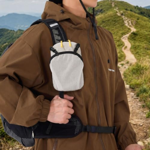 Backpack Strap Attachment Bag, Portable Phone Pocket & Water Bottle Holder Pouch for Outdoor Hiking, Travel, Cycling (Gray) - color: Gray