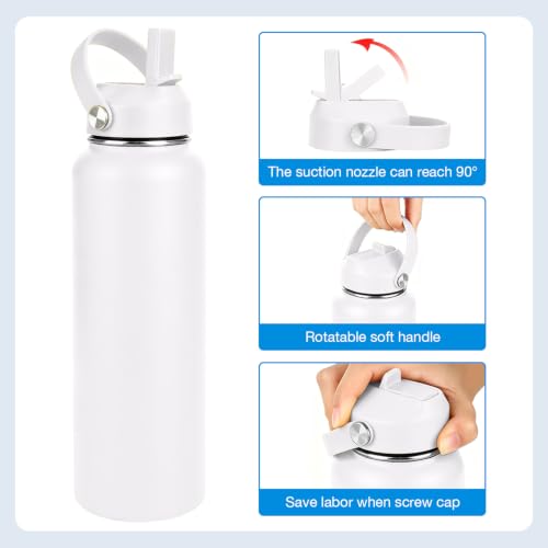 Straw lid for Hydroflask Wide Mouth Water bottle,Flex Straw Lid compatible with Hydro Flask 12 16 18 20 32 40 64 oz,Sports Straw Cap Flip Top Lid Water Bottle Lid Accessories… - color: White 2