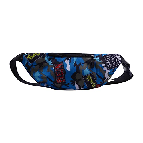 AIBEARTY Kids Fanny Pack Boys Small Camouflage Waist Pack Belt Waist Bag Pack Pouch with Adjustable Strap for Children Sport Running, Camping, Trip - color: B Blue