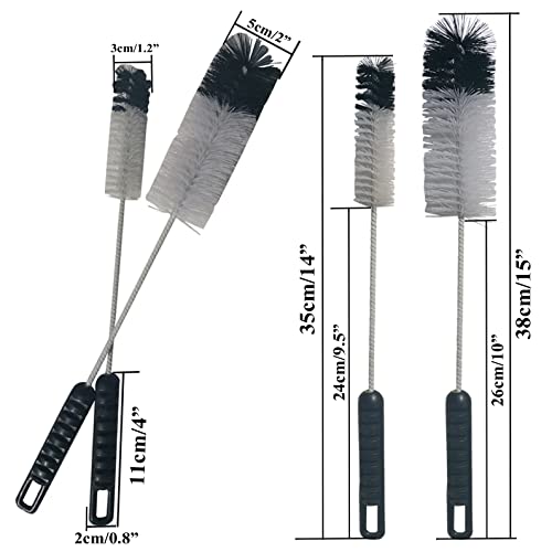Bottle Brushes Thin Long Handle X 2, Soft Nylon Slim Wire Set