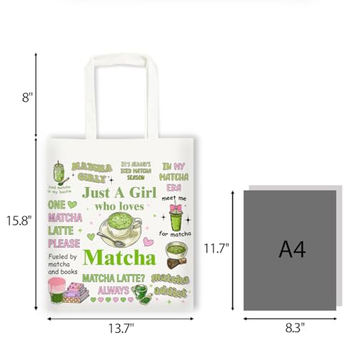 Canvas Tote Bag Gift for Women Girls Friends Shopping Beach Vacation Canvas Tote Bag - color: Matcha