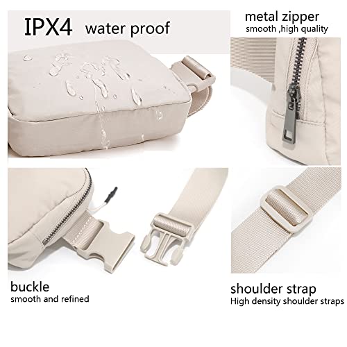 Fanny Belt Bag Waist Pack Crossbody Bags Bum Bag for Running Hiking Travel Workout Adjustable Strap for Women -beige - color: beige