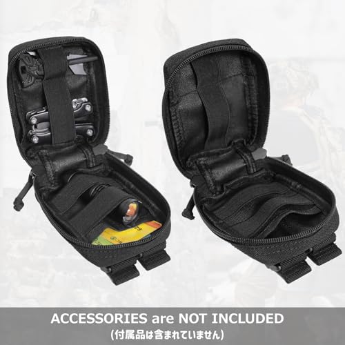 Azarxis Tactical Mini Belt Pouches, Multi-Purpose Small Battery Case Compact Utility EDC Card Slot Holder Waist Bags Military Molle Pack Sundries Storage Pack - color: #05 Black