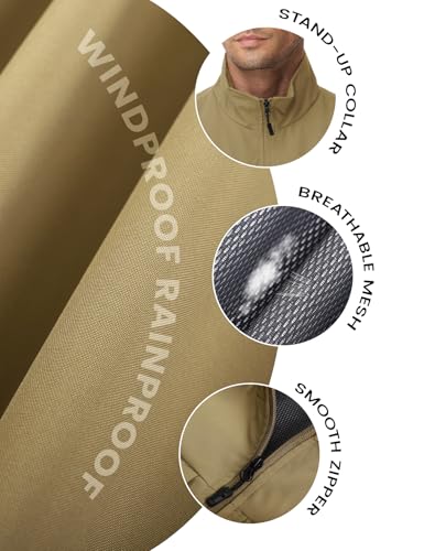 Eisctnd Mens Lightweight Quick Dry Vest Sleeveless Outerwear Utility Jacket - color: Khaki, size: X-Large