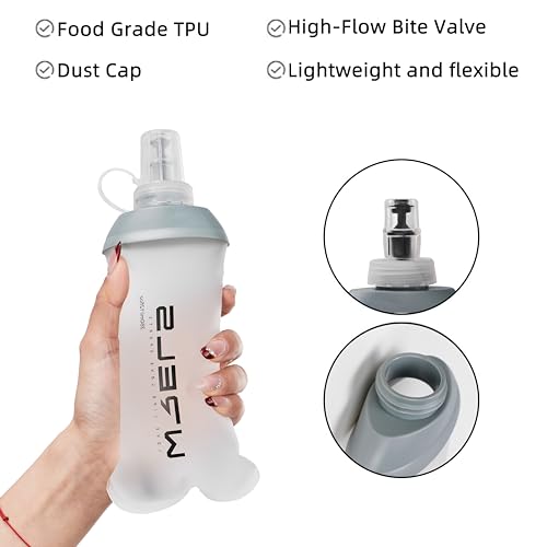 WRELS Running Water Bottle,250ml/350ml/500ml TPU Soft Flask,Collapsible Water Bottles for Hydration Vests and Running Belts Backpack, Soft Water Bottles For Hiking Cycling Climbing - color: Pink-250ml*2