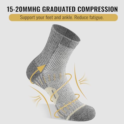 6 Pairs Copper Ankle Compression Socks for Men and Women - color: Light Grey*6, size: Medium-Large