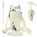 Water Bottle Carrier Bag for Stanley 40/30oz Cup Tumbler with Phone Pocket,Insulated Crossbody Water Bottle Holder with Adjustable Strap,Water Bottle Sling Pouch for Hiking Walking Camping Accessories - color: Beige