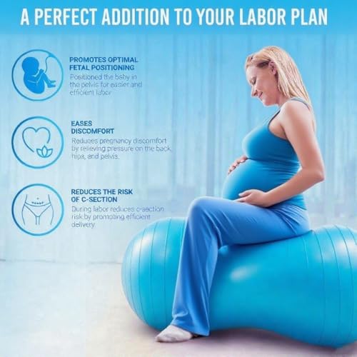 Peanut Yoga Ball, 90x45cm Anti Burst Exercise Ball, Heavy Duty Inflatable PVC Peanut Ball with Pump and Plug, kids/Adult Fitness, Pregnancy Support, Child Physical Therapy, Animal Balance Training - color: blue