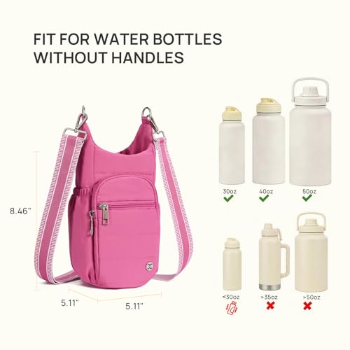 Telena Water Bottle Holder with Strap RFID Crossbody Bags for Women - color: Rose Red