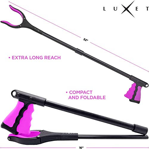 Grabber Reacher Tool - 2 Pack - Latest Version Long 32 Inch Foldable Pick Up Stick - Strong Grip Magnetic Tip Lightweight Trash Picker Claw Reacher Grabber Tool Elderly Reaching - by Luxet (Pink) - color: Pink