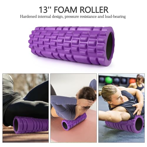 5 in 1 Foam Roller Set High Density Patented Foam Roller for Exercise - color: Violet