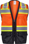 ProtectX High Visibility ANSI Class 2 Safety Vest with 6 Pockets - color: Neon Orange - Solid Fabric, size: XX-Large