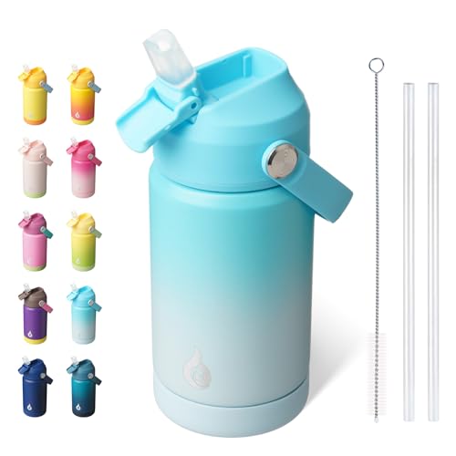 BJPKPK 12oz Insulated Water Bottle, Stainless Steel Bottle with Straw Lid - color: Sea Salt, size: 12 Ounces