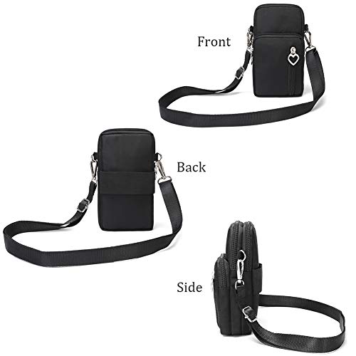 Outdoor Sweat-Proof Running Armbag Cross-Body Shoulder Casual Wallet Purse Crossbody Bag Gym Fitness Cell Phone Key Holder for iPhone 13 12 Pro Max Xs Max/Xr,Galaxy Note 10, P30 Pro,Black - color: #9