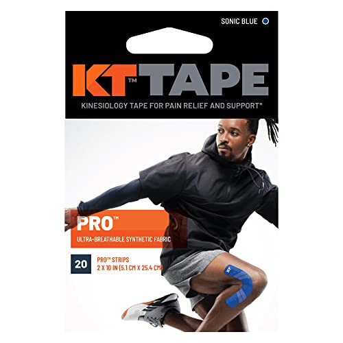 KT Tape, Pro Synthetic Kinesiology Athletic Tape, 20 Count, 10” Precut Strip - color: Sonic Blue