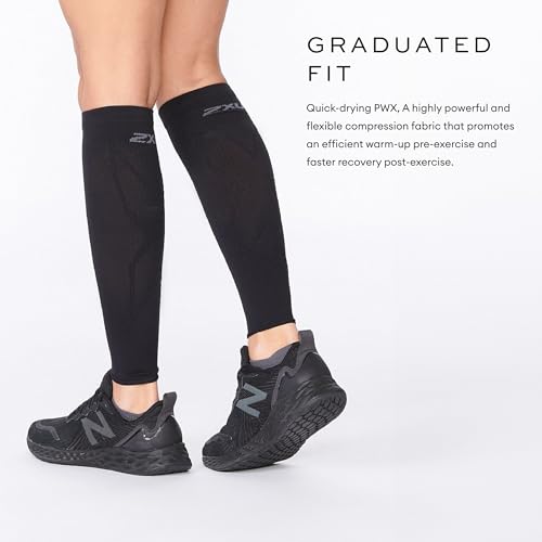 2XU Unisex X Compression Calf Sleeves - color: Titanium/Black, size: Small