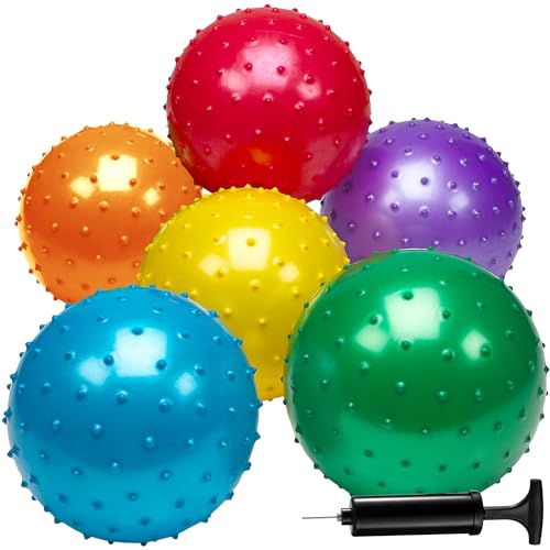 Bedwina 7-Inch Knobby Sensory Balls, Spiky Massage Stress Balls - size: 6-Pcs