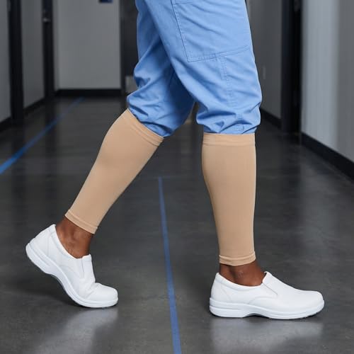 MGANG Plus Size 3XL Calf Compression Sleeve, (2 Pairs) 20-30mmHg Leg Compression Socks, Unisex for Pain Relief, Swelling, Edema, Maternity, Varicose Veins, Shin Splint, Nursing, Travel, Beige - color: 1 Pair Beige + 1 Pair Beige, size: 3X-Large (2 Pair)