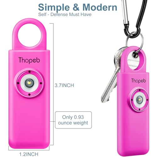 Thopeb Personal Safety Alarm for Women – Superior Loud Siren & SOS Strobe - color: Rose red