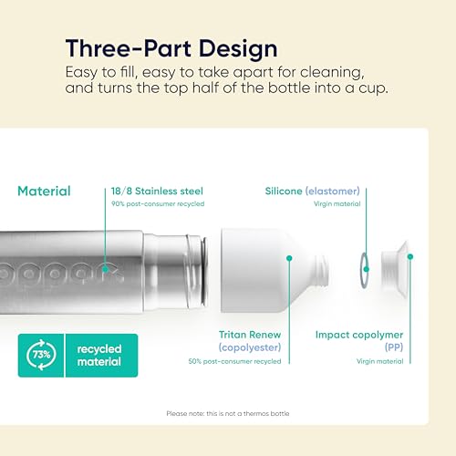 Preserve Dopper Stainless Steel Bottle, 90% Recycled, BPA-Free, 16.5oz - color: Steel